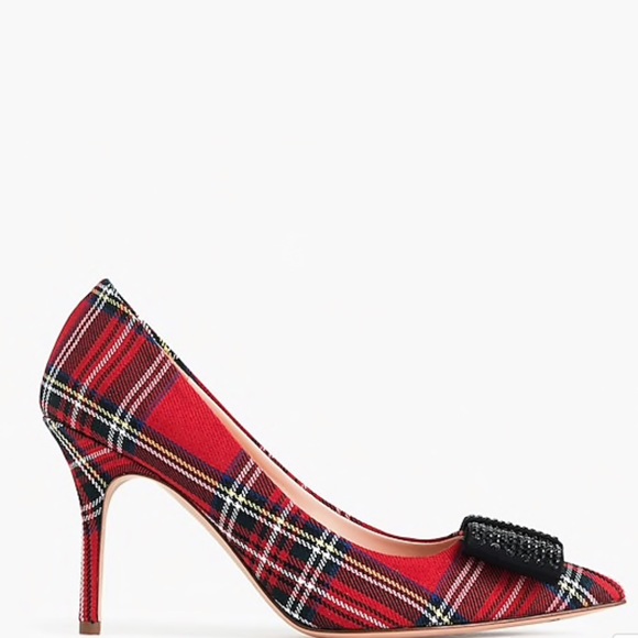 J Crew Elsie Pumps w Bow in Red Tartan NEW - Picture 3 of 7